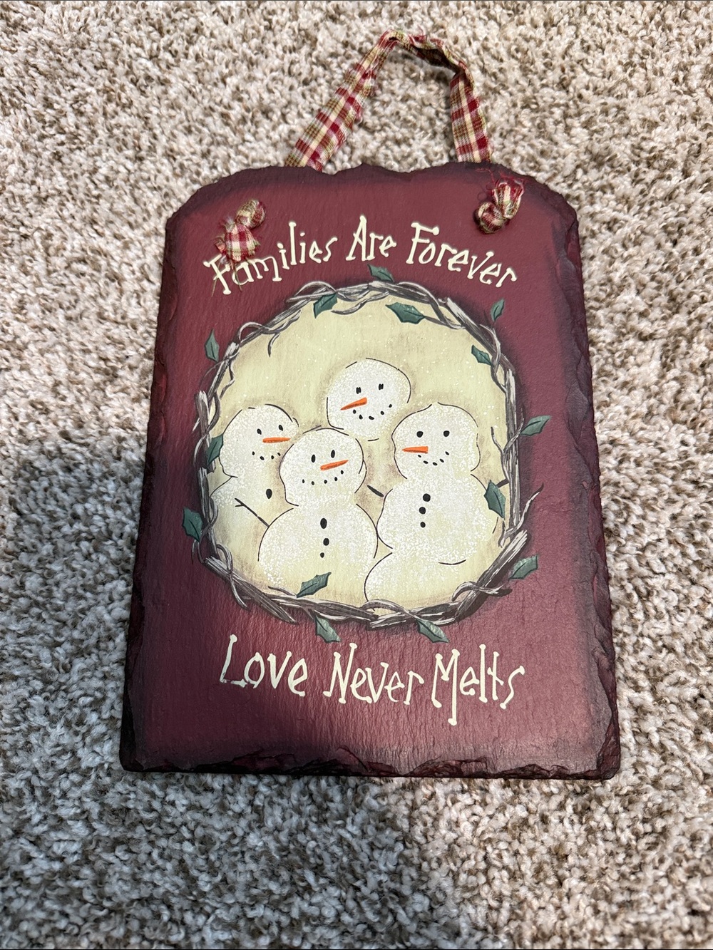 Families Are Forever Red Holiday Wall Plaque by